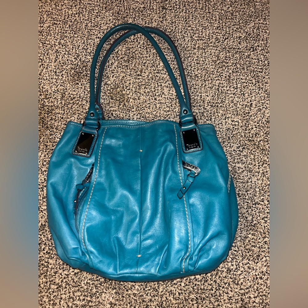 Tignanello teal leather handbag